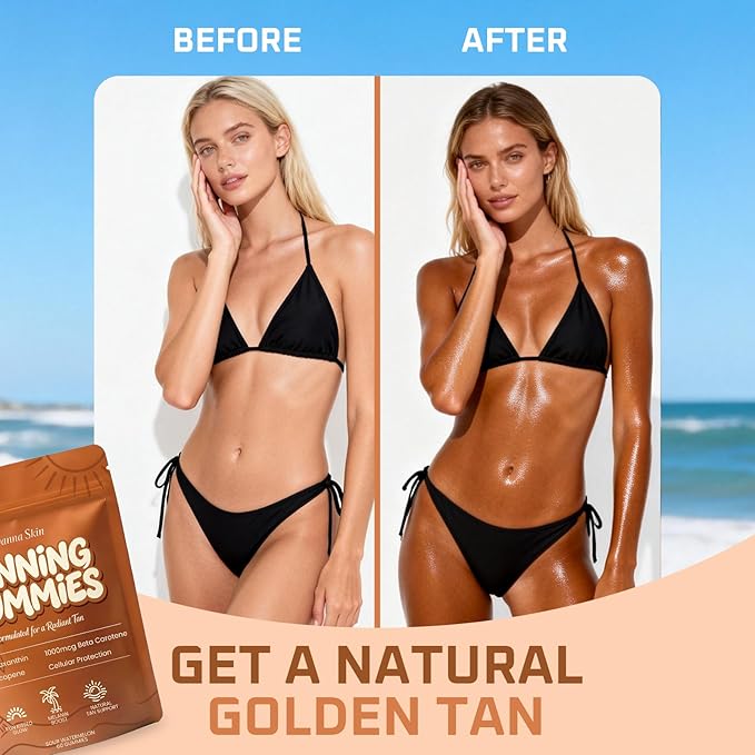 velura Savanna Skin Tanning Gummies Astaxanthin &amp Lycopene Complex for Natural Sun-Kissed Glow &amp Hydration Watermelon Vegan Sugar Free – 60 Count