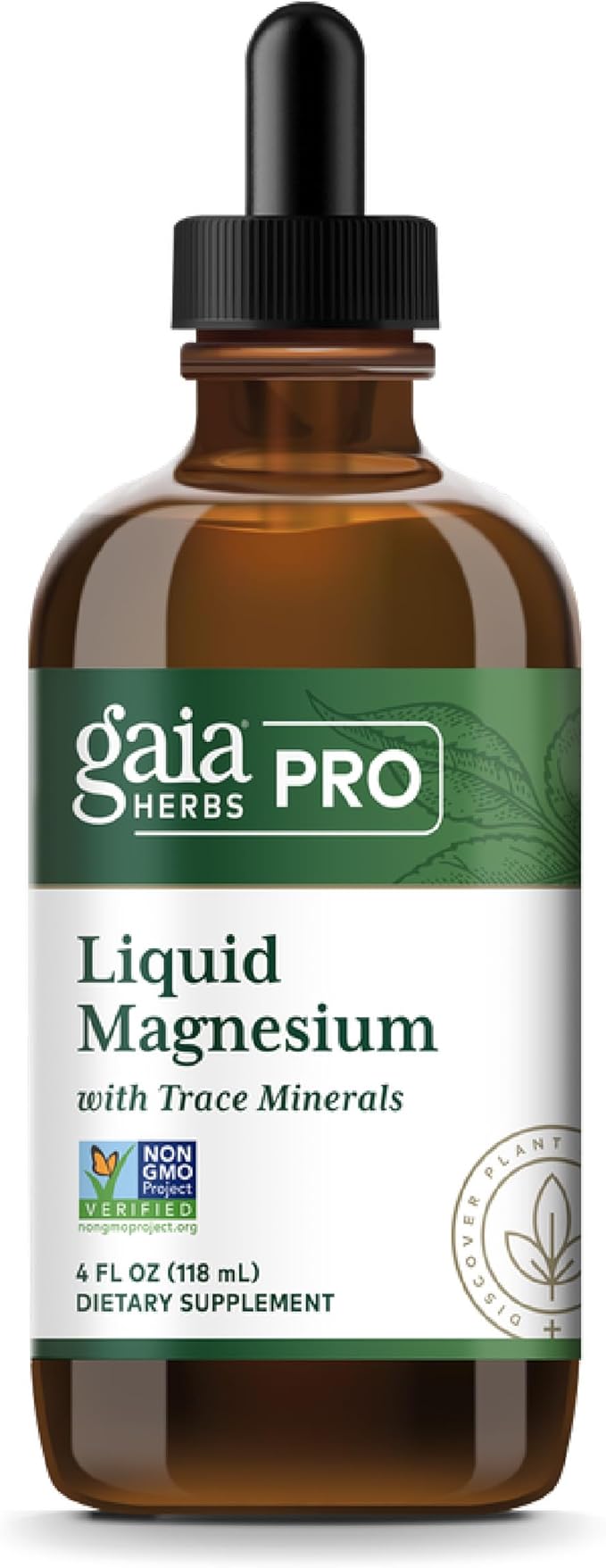 Gaia Herbs Pro Liquid Magnesium with Trace Minerals - Cellular Energy &amp DNA Production Support Supplement - Liquid Health Supplement with Boron Lithium Orotate &amp Potassium - 4 fl oz (48 Servin