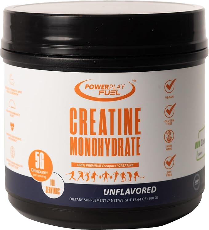 CREATINE Monohydrate Powder – Supports Energy Brain &amp Muscle Health and Recovery for Men &amp Women - Gluten &amp GMO Free Soy Free Sport Certified – Unflavored 500 G 100 Servings