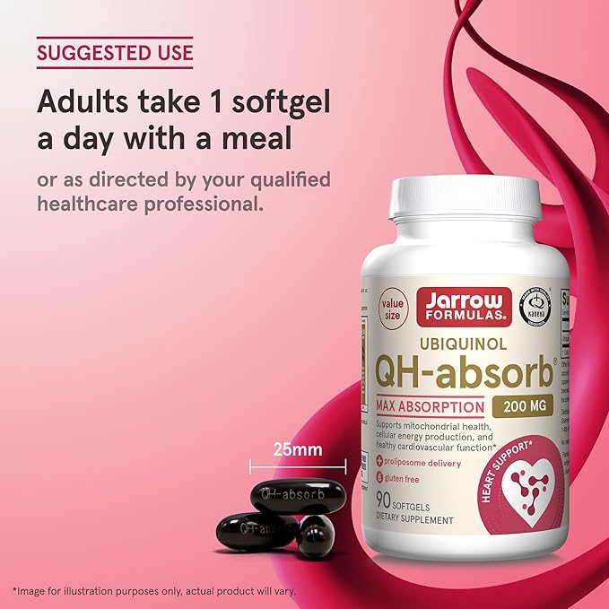 Jarrow Formulas CoQ10 200mg Softgels - 90 Day Supply Ubiquinol Co Q 10 Supplement for Cardiovascular Health 90 Softgels