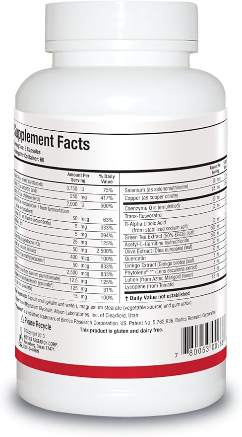 Biotics Research VasculoSirt®– Formulated with The Assistance of Mark Houston MD Cardiovascular and Healthy Support for Healthy Blood Flow Support CoQ10 Resveratrol ALA Ginkgo - 300 Capsules