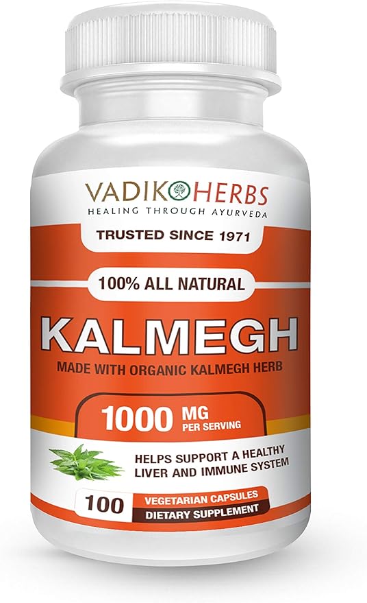 Vadik Herbs Certified Organic Kalmegh (Andrographis paniculata) Powder | Support Immune and Liver Health | 100 Vegicaps