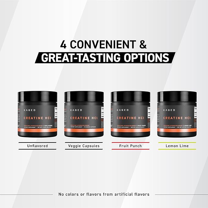 Kaged Creatine HCl Powder | 7X Concentrated vs Mono | Muscle Building &amp Recovery | High Absorption | No Bloating | Creatine for Men &amp Women | Vegan Gluten Free | Fruit Punch | 75 Servings
