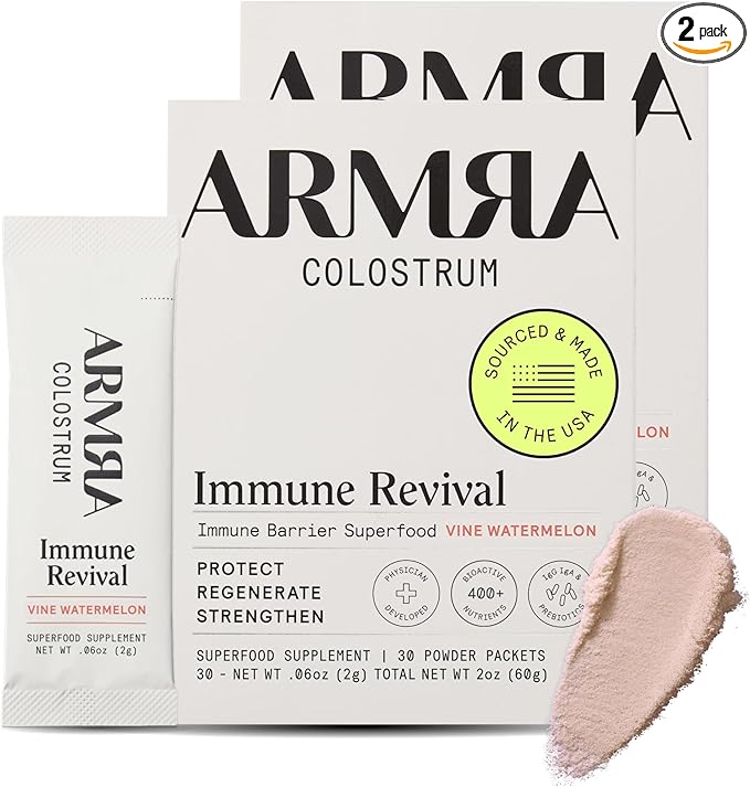 ARMRA Colostrum Powder | Vine Watermelon | Gut Health &amp Bloating | Skin &amp Hair | Immunity | Keto Gluten &amp Fat-Free | 60 Servings
