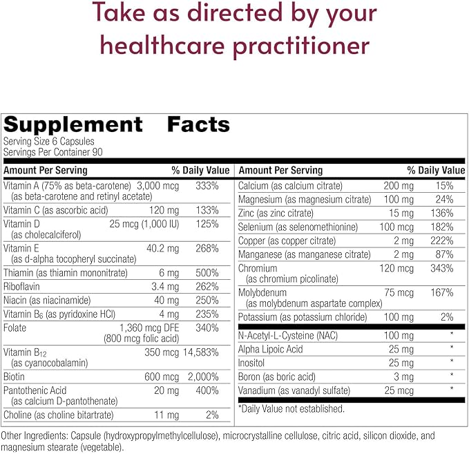 Bariatric Advantage Multi Formula Without Iron High Potency Daily Multivitamin for Bariatric Surgery Patients with 22 Essential Vitamins and Nutrients - 540 Capsules