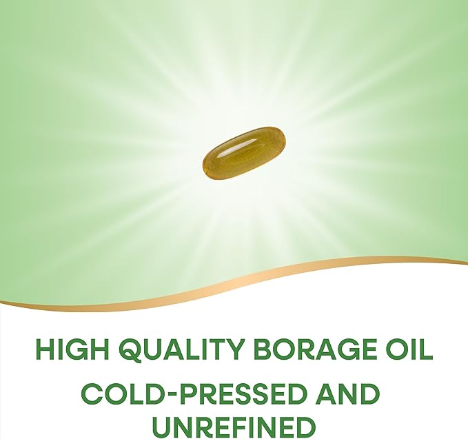 Nature's Way Borage Oil Supplements Cold Pressed &amp Unrefined 300 mg GLA and 440 mg Linoleic Acid per Serving 60 Softgels (Packaging May Vary)
