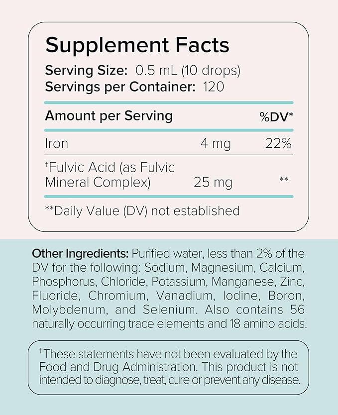 Goodness Lover Fulvic Minerals 100 Trace Minerals Vitamins Amino acids polyphenols antioxidants and Electrolytes 120 Servings