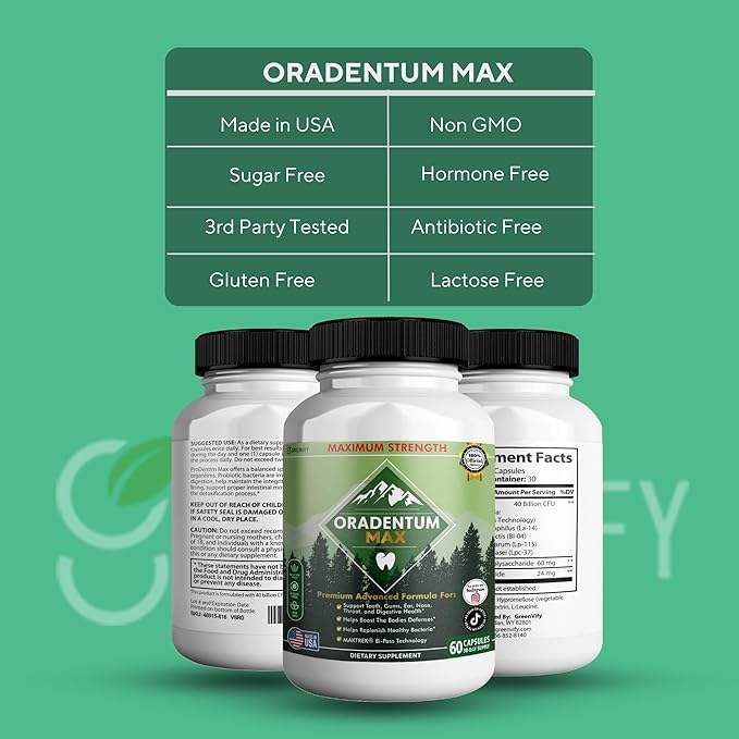 Oradentum Max Probiotic Supplement 40 Billion CFU 60 Capsules 30 Day Supply (5)