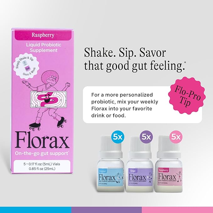 Florax - Liquid Probiotic - On-The-Go Gut Support for Women Men and Children - Flavor Bundle - 3 Boxes with 5 vials Each