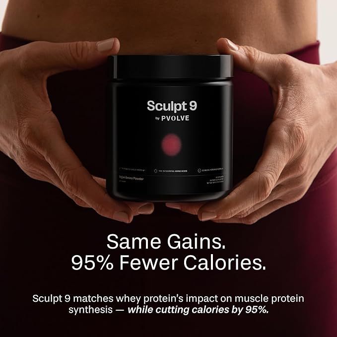 PVOLVE Sculpt 9 EAA &amp BCAA Powder for Women | Very Berry Flavor | Essential Amino Acids Supplement for Lean Muscle Recovery &amp Strength | Non-GMO