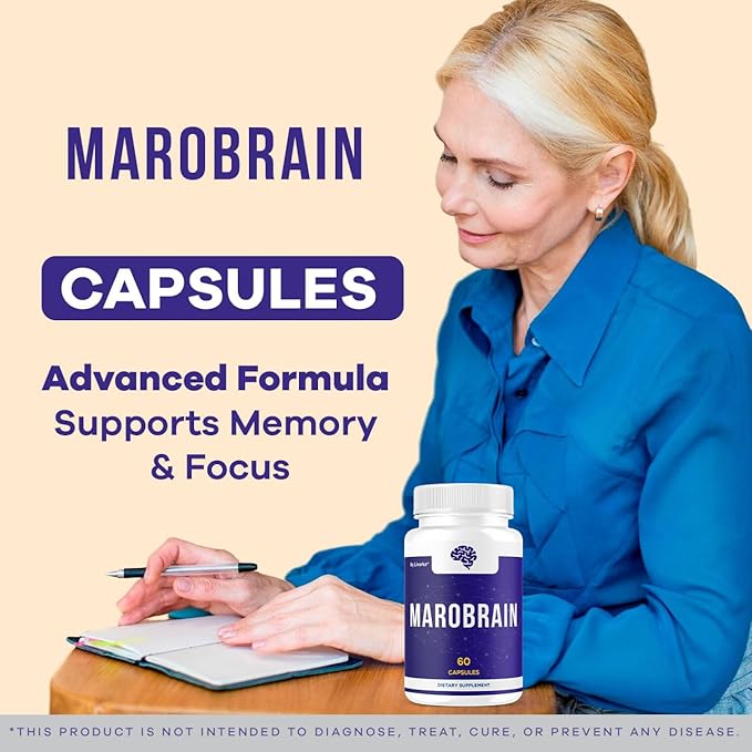 (2 Pack) Marobrain Capsules - Official Marobrain Supplement Pills Daily Support Brain &amp Mermory Focus All Natural Advanced Premium Formula for Overall Health &amp Wellness 120 Capsules for 2 Mo