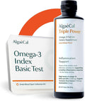 ALGAECAL Triple Power: 1200mg EPA &amp DHA Omega-3s Fish Oil Supplement Supporting Brain Heart Skin &amp Bones and Omega-3 Home Test Kit: Easy at-Home Testing with Pre-Paid Return Envelope