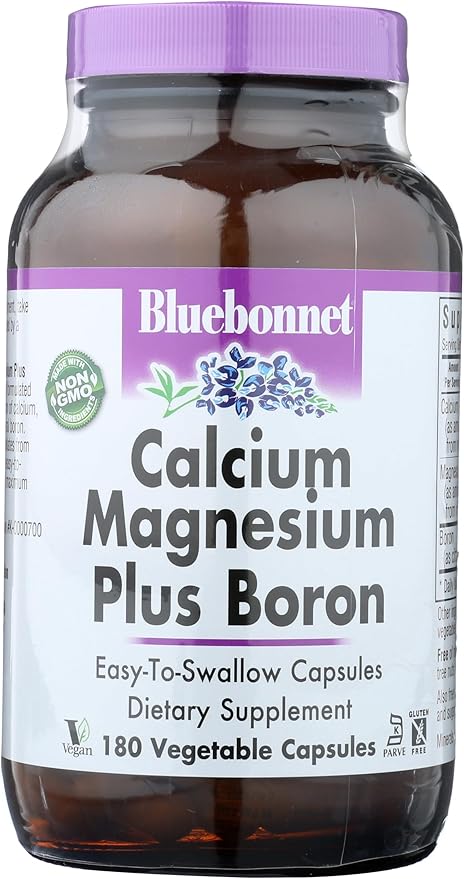 Bluebonnet Calcium Magnesium Plus Boron Vegetarian Capsules Off-White 180 Count