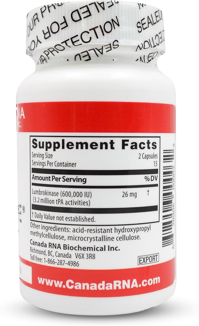 Canada RNA (Lumbrokinase) for Circulatory Health 30 caps