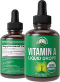 USDA Organic Vitamin A Liquid Drops Supplement - Vegan High Bioavailability for Eye Skin + Bone Health - for Adults Men Women Kids - Vit A Oil Retinyl Palmitate - Gluten Free Zero Sugar 1 fl oz