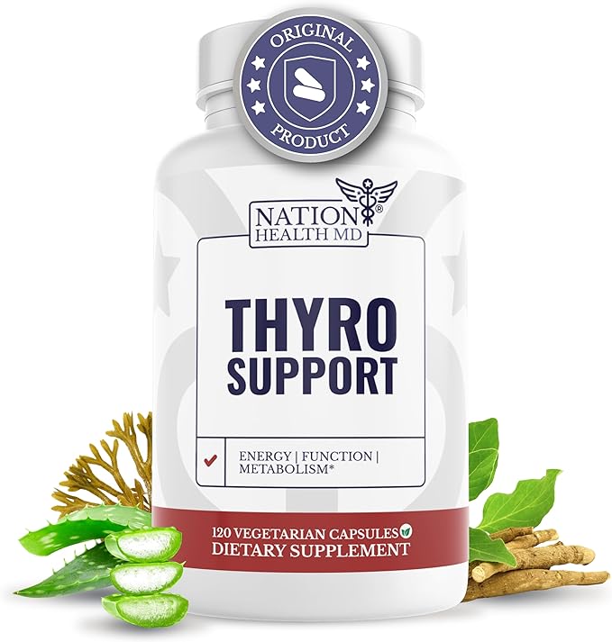 Thyro Support - Thyroid Supplement with Selenium Bladderwrack &amp Zinc - Thyroid Health for Women &amp Men - Vegan Non GMO Gluten Free - 120 Capsules