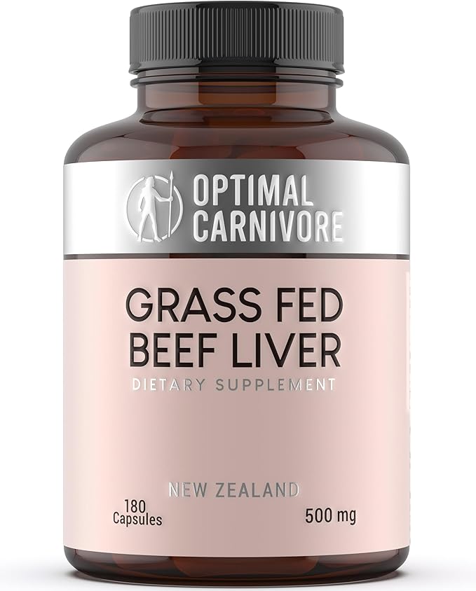 Optimal Carnivore Grass Fed Beef Liver Capsules Freeze Dried in Convenient Pills 180 Capsules Desiccated Supplement