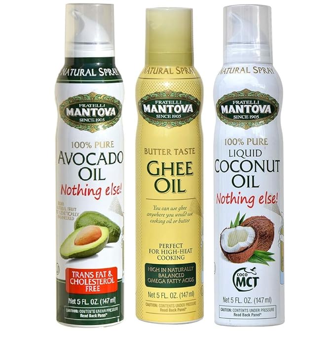 Mantova Keto Spray Oil Set (Avocado Ghee Coconut MCT Oil) Pack of 3