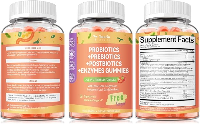 Totaria Probiotic Prebiotic Postbiotics Gummies &amp Multivitamin Gummies for Women Bundle