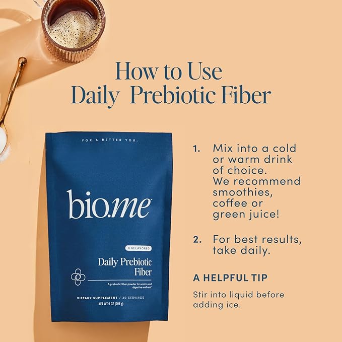 Bio.me Daily Prebiotic Fiber &amp Gut Cleanse Bundle - Unflavored Fiber Powder (30 Servings) + 5-Day Cleanse Capsules w/Magnesium Berberine L-Glutamine - Digestive Support Microbiome Reset (30 Cap