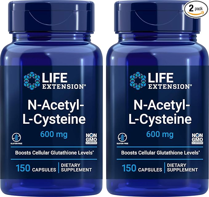 Life Extension N-Acetyl-L-Cysteine (NAC) 600mg 150 Capsules (Pack of 2)