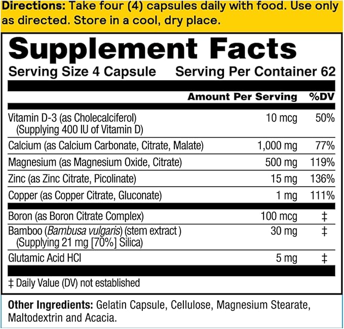 Nature's Life Cal Mag Zinc Complex - Calcium Magnesium &amp Zinc D3 Supplement 800 mcg per Serving Trace Mineral Support for Bones and Teeth Vitamin Formula for Men and Women - 250 Count Tablets