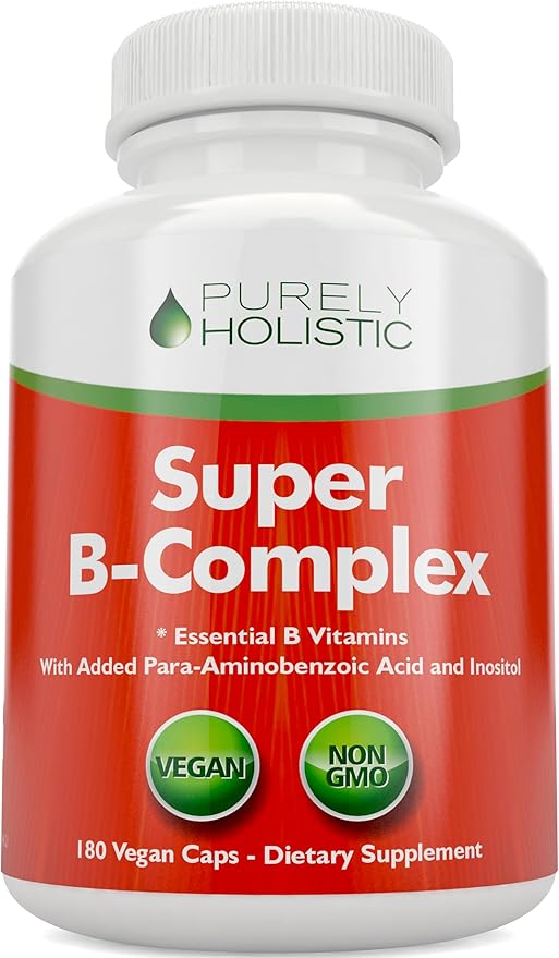 Vitamin B Complex - 8 Super B Complex Vitamins with Choline &amp Inositol Vitamins B1 B2 B3 B5 B6 B8 B9 &amp B12 - B100 Complex - 180 Vegan Capsules - 6 Month Supply - Made in The USA