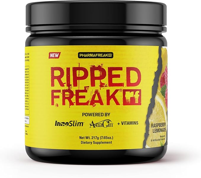 Pharmafreak Ripped Freak Fat Burner Powder – Maximum Strength Thermogenic Formula for Men &amp Women | Energy Focus &amp Weight Loss Support | Raspberry Lemonade | 217g
