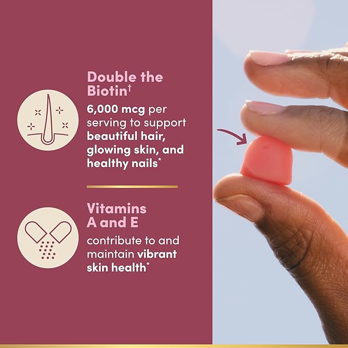 Nature’s Bounty Optimal Solutions Advanced Hair Skin and Nails Pectin Gummies 2x Biotin Per Serving No Stick Gummy Vegetarian Formula Strawberry Flavor 200 ct 100 Total Servings