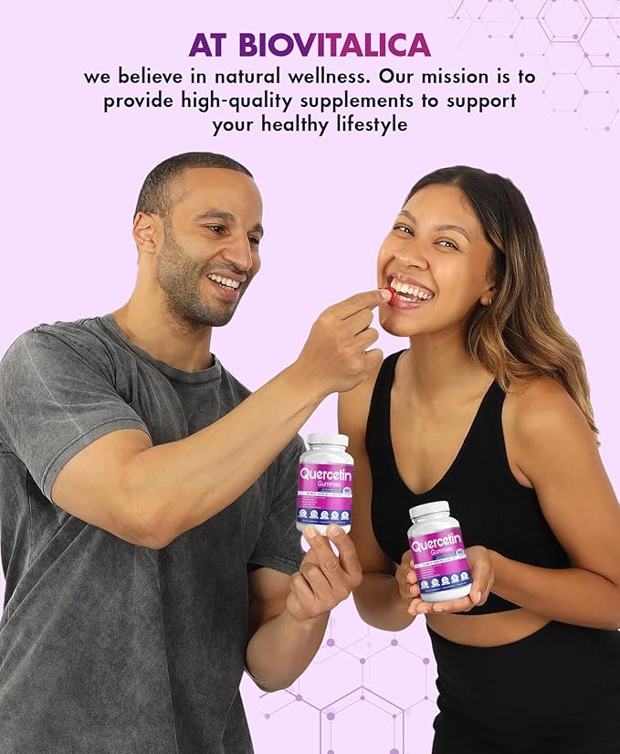 (2 Pack) Quercetin Gummies by BioVitalica - Quercetin with Bromelain Vitamin C and Zinc &amp Elderberry + Vitamin D3-5 in 1 Immune Support - Zinc Quercetin 750 mg for Kids and Adults