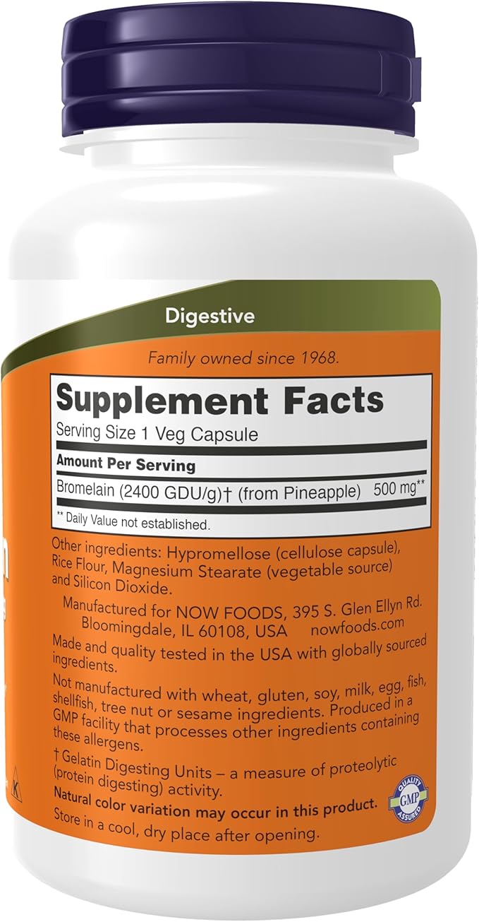 NOW Supplements Bromelain 2400 GDU/g - 500 mg Natural Proteolytic Enzyme* 120 Veg Capsules &amp Supplements NAC 600 mg with Selenium &amp Molybdenum 250 Veg Capsules