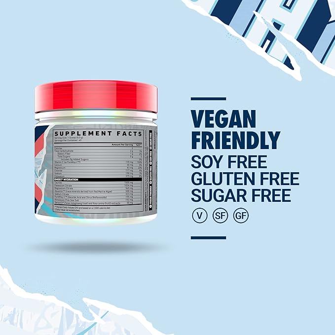 GHOST Hydration Kiwi Strawberry 40 Serv Electrolyte Powder - Drink Mix Supplement with Magnesium Potassium Calcium Vitamin C &amp Taurine for Energy &amp Endurance - Vegan Free of Soy Sugar