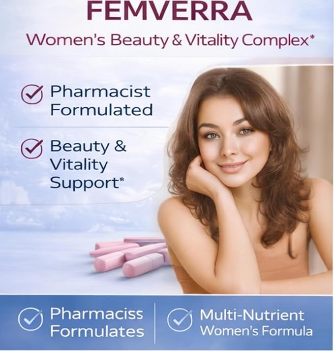 FEMVERRA Women 40+ Beauty &amp Anti-Aging Complex – Collagen Vitamins Amino &amp Herbal Extracts for Skin Elasticity Hormone Balance Curves &amp Energy – Support a Youthful Glow Firm Curves &a