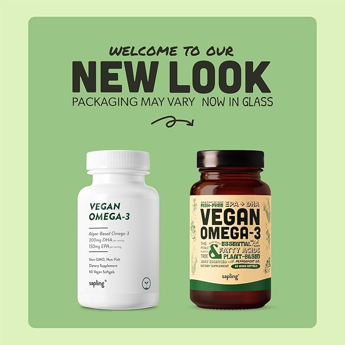 Vegan Omega 3 Supplement - Plant Based DHA &amp EPA Fatty Acids - Carrageenan Free Alternative to Fish Oil Supports Heart Brain Joint Health - Sustainably Sourced Algae - 60 Softgels