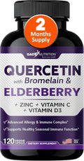Gade Nutrition Quercetin with Bromelain &amp Elderberry | Quercetin with Vitamin C and Zinc | Zinc Quercetin 500mg with Vitamin D3 | Daily Immune Support Supplement - 2 Months Supply