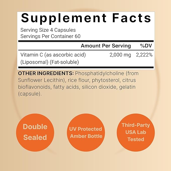 NatureBell Liposomal Vitamin C 2000mg Per Serving 240 Capsules | High Absorption Fat-Soluble Vitamins – Max Strength Antioxidant* Supplement – Non-GMO Gluten Free