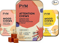 PYM Mood &amp Focus Chews Variety Pack 60 Count | Berry &amp Citrus Mood Chews + Attention Chews | GABA L-Theanine L-Carnitine | Vegan Non-GMO Caffeine-Free