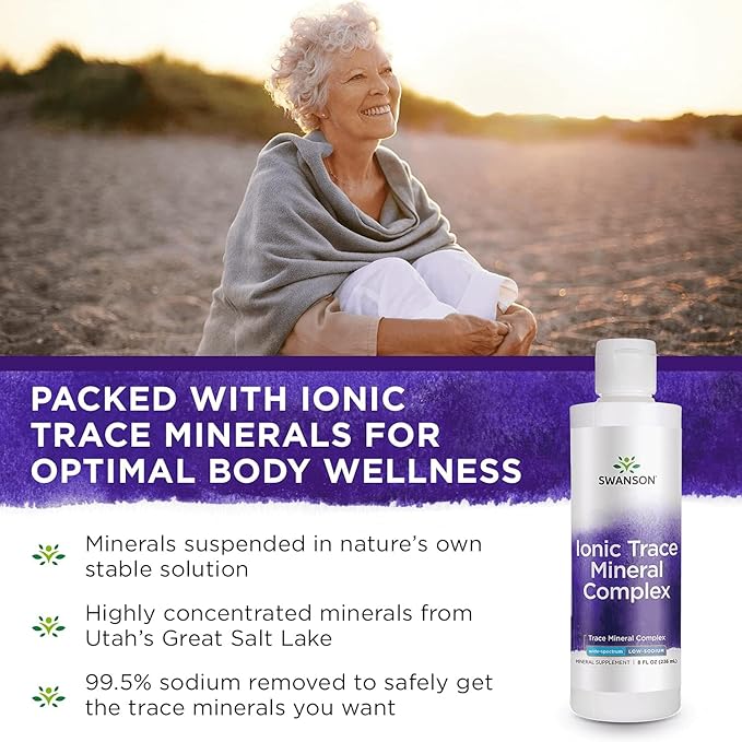 Swanson Concentrace Trace Mineral Drops 8oz-Complete Mineral Complex for Energy Hydration &amp Electrolyte Balance Over 72 High Absorption Ionic Minerals Such As Magnesium Potassium Calcium (3 Pa
