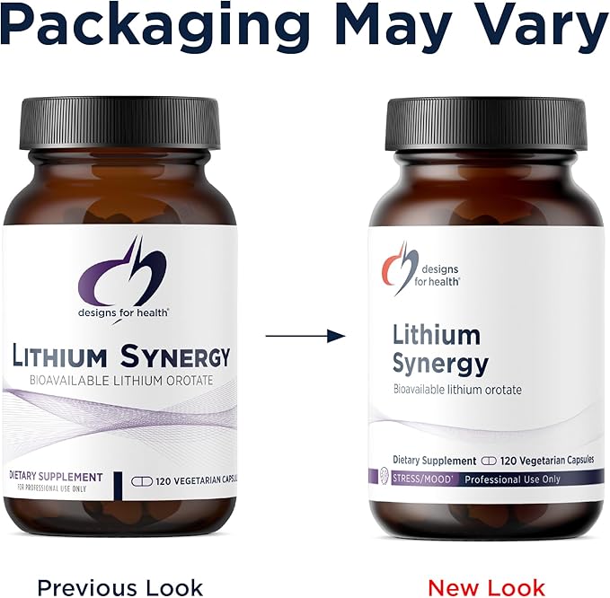 Designs for Health Lithium Synergy - 5mg Lithium Orotate with TMG + B12 Methylcobalamin - Bioavailable Mood + Methylation Support Supplement Non-GMO + Vegetarian (120 Capsules)