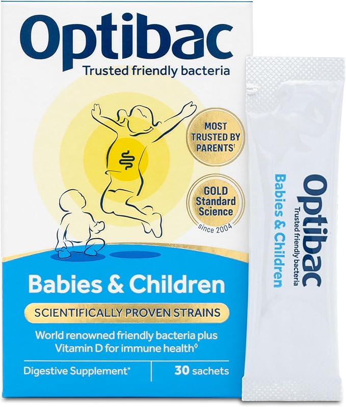 Optibac Probiotics Babies &amp Children - Kids Probiotic + Vitamin D for Immune Support - Most Trusted by Parents - 30 Sachets