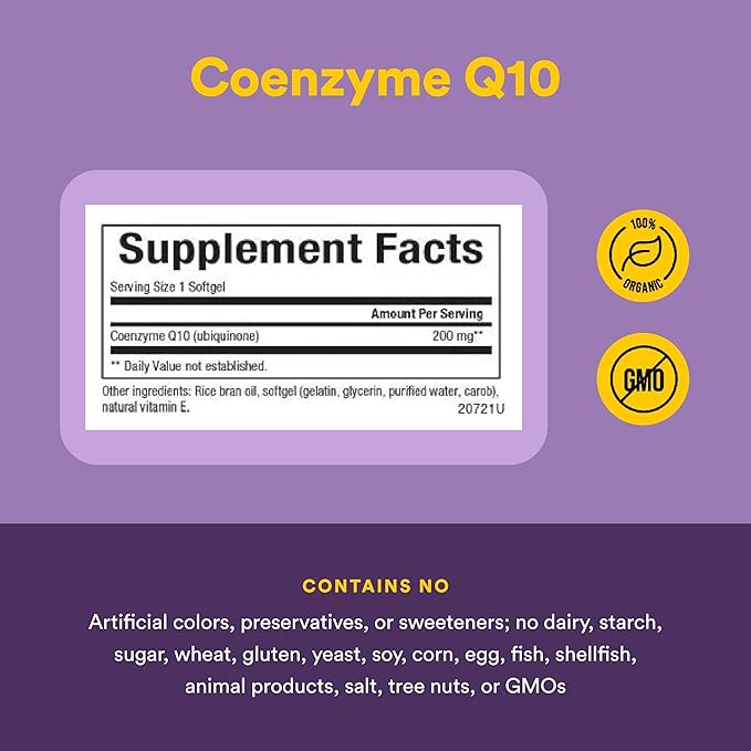 Natural Factors Coenzyme Q10 - Antioxidant Support Supplement Supports Cellular Energy Production - Better Absorption Aids Healthy Heart Function - 200 mg 60 Softgels (60 Servings)