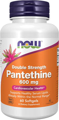 NOW Foods Supplements Pantethine (Coenzyme A Precursor) 600 mg Double Strength Cardiovascular Health* 60 Softgels