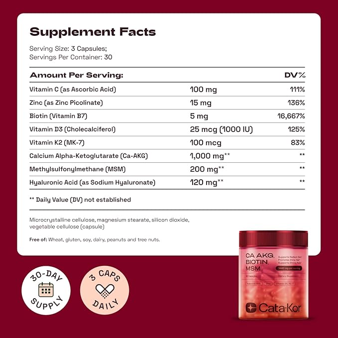 NMN Supplement 1000mg &amp Calcium AKG Complex - NAD+ Supporing Supplement with TMG Quercetin &amp MSM Hyaluronic Acid &amp Biotin Collagen Support Beauty Complex