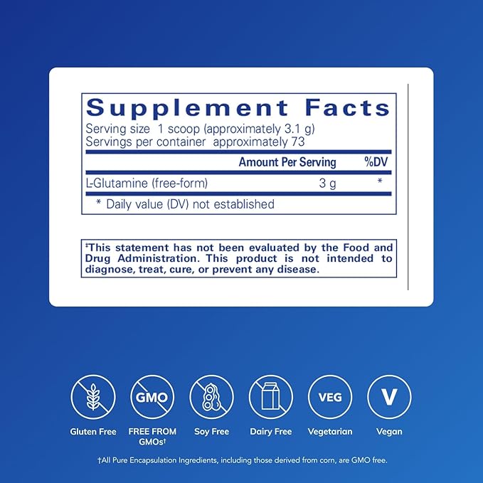 Pure Encapsulations L-Glutamine Powder - Supplement for Immune and Digestive Support Gut Health and Lining Metabolism and Muscle Support* - with Pure Free-Form L-Glutamine - 8 Ounces
