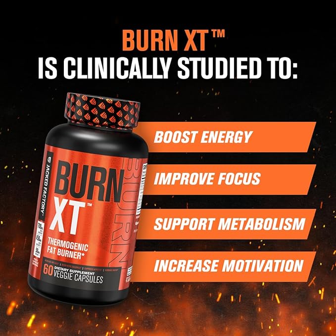 Jacked Factory Thermogenic Fat Burner Weight Loss Supplement - Burn-XT Thermogenic and Lean PM Nighttime Weight Loss Sleep Aid - Lean-XT Caffeine-Free Fat Burner Yohimbine Capsules Dry XT Diuretic