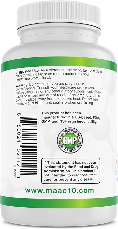 MAAC10 Energy Booster - with NADH Caffeine &amp Coq10 Fast Acting Chewable Tablets - Great for Fatigue Energy &amp Mental Focus.