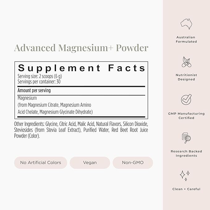 JSHealth Magnesium Powder for Sleep. 400mg Triple-Form Glycinate Citrate Amino Acid Chelate. Raspberry Lemonade. By Nutritionist Jessica Sepel (30 Servings) - Raspberry Lemonade