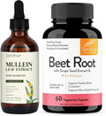 Sandhu's Mullein Drops for Lungs Bundle with Beetroot Powder Capsules | Supports Immune Health &amp Overall Wellness for Men &amp Women