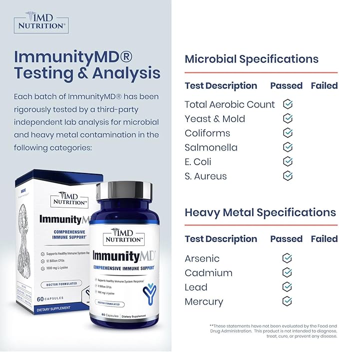 1MD Nutrition ImmunityMD - Immune Health Probiotic | Potent Doctor-Selected Probiotic Strains with Prebiotic - Promote Overall Immune System Strength Reduce Everyday Stress | 60 Capsules