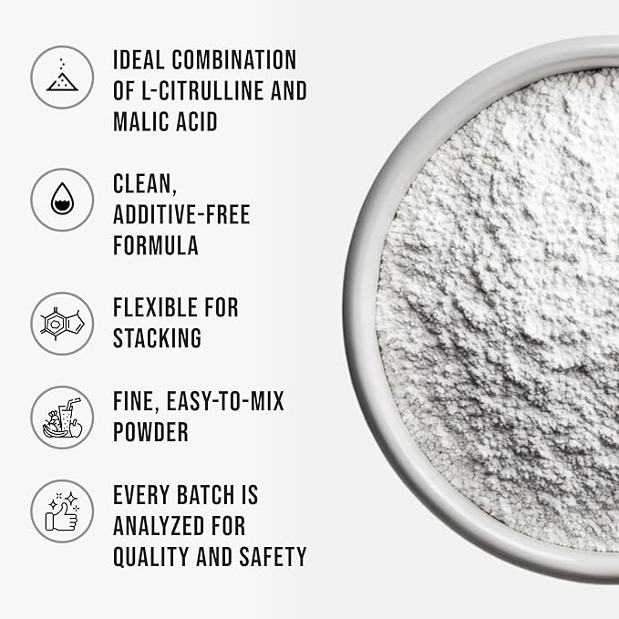 L-Citrulline Malate 2 : 1 Powder Unflavored L Citrulline Malate Nitrate-Rich Dissolves Easily Pure Amino Acid Citrulline Supplement Supports Endurance &amp Strength Vegan Friendly Daily Use 1.2 lb(5